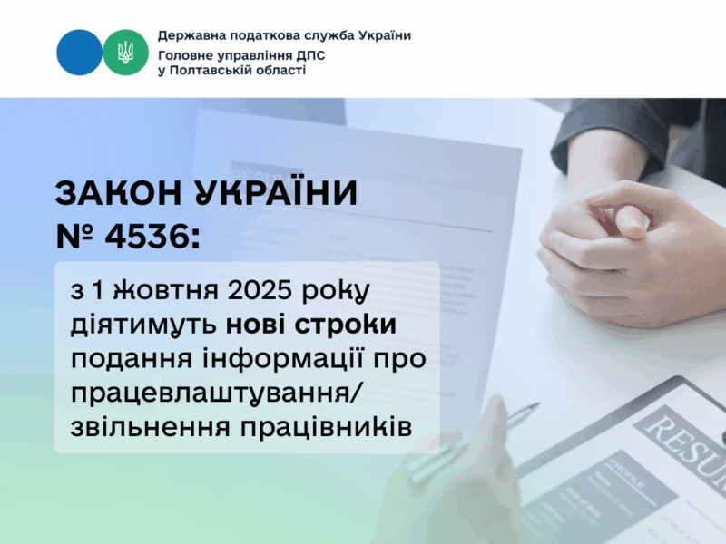 З 1 жовтня 2025 року діють нові строки подання інформації про працевлаштування/звільнення працівників