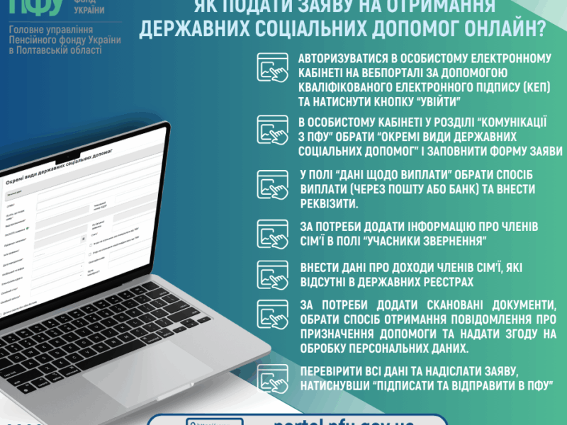 Як подати заяву на отримання державних соціальних допомог онлайн?