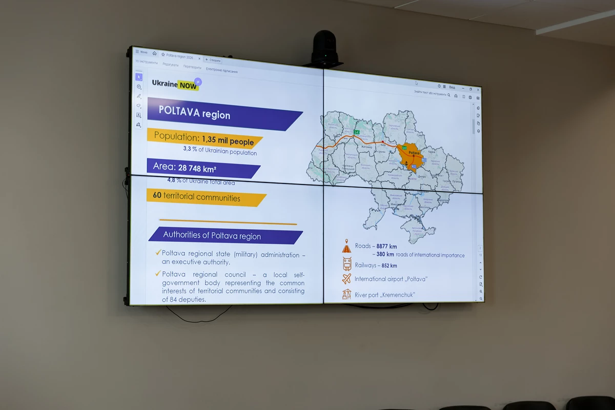 Інформація про Полтавщину на інтерактивній дошці під час засідання