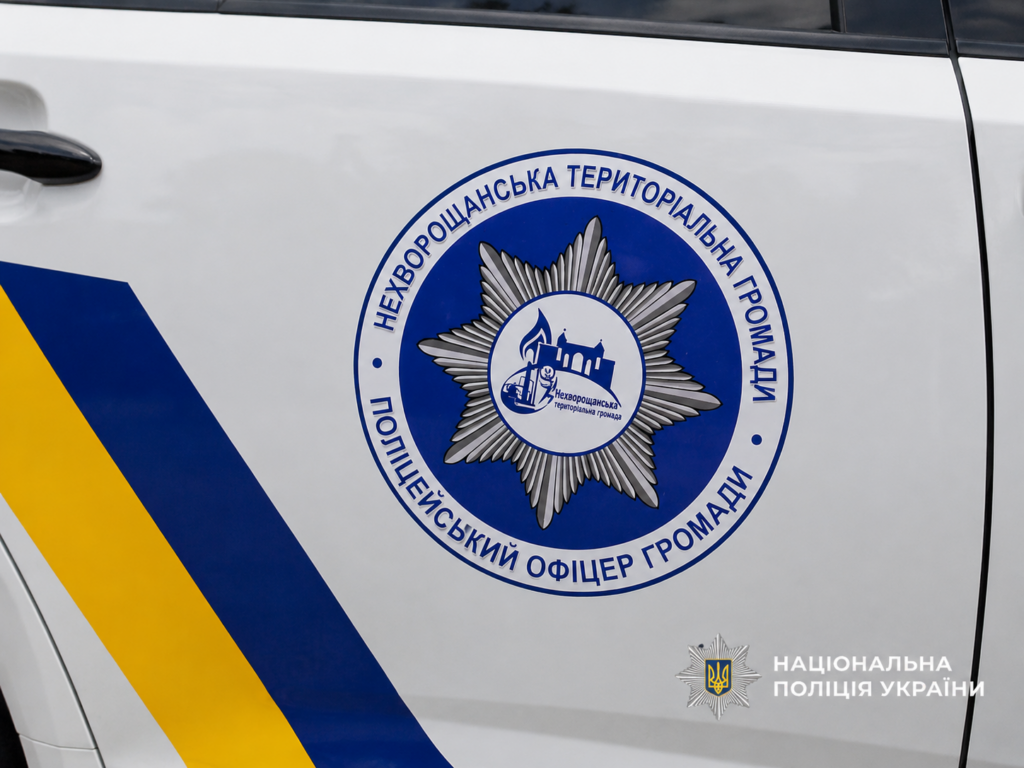 Поліцейський автомобіль із символікою громади