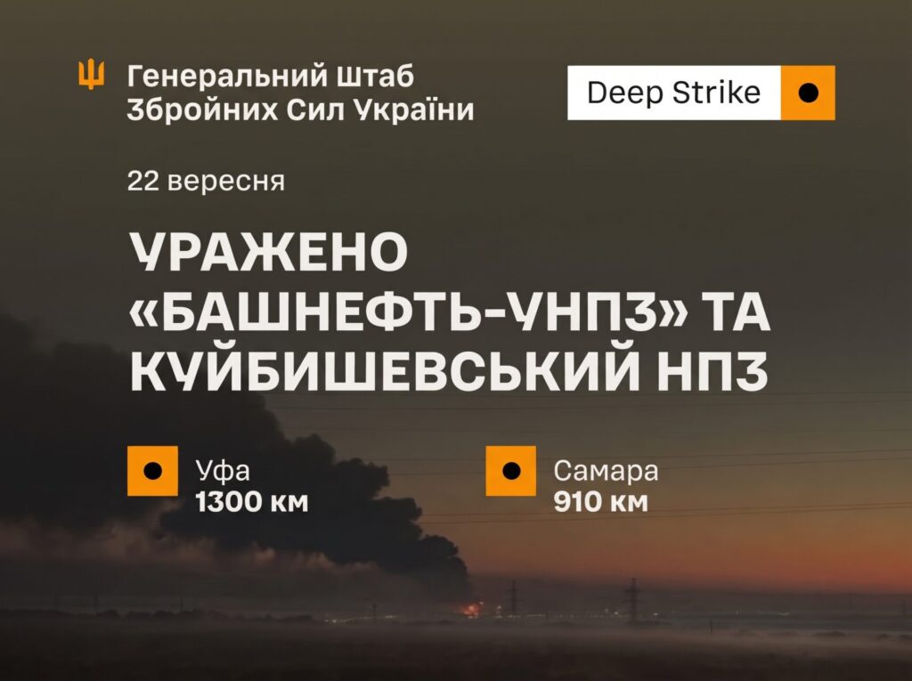 На відстані тисячі кілометрів від кордону: Сили оборони уразили «Башнефть-УНПЗ» та Куйбишевський НПЗ