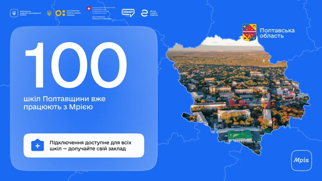 На Полтавщині понад 100 шкіл впровадили освітню екосистему «Мрія»
