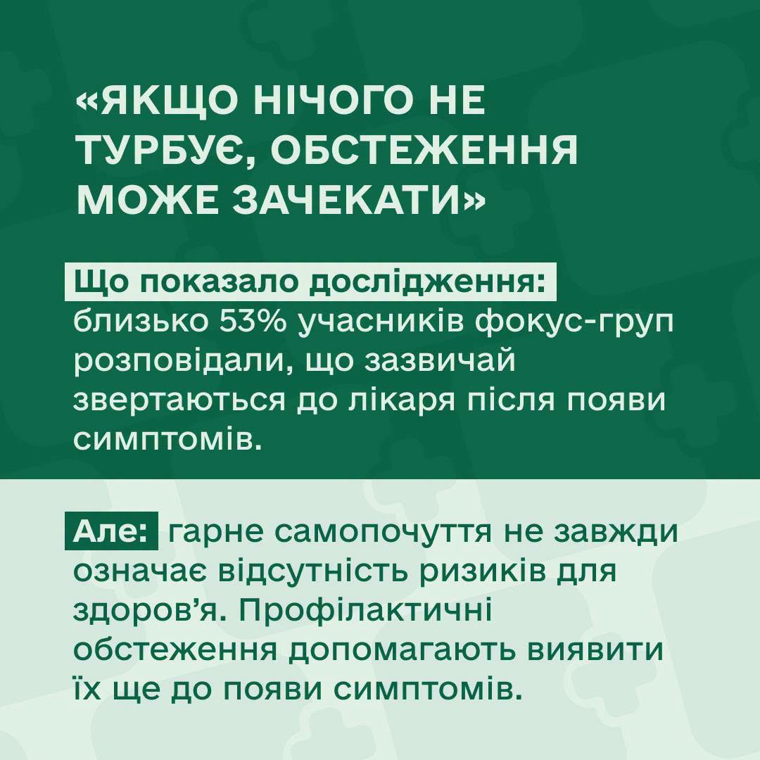 картка про дослідження щодо скринінгу здоров'я 40+