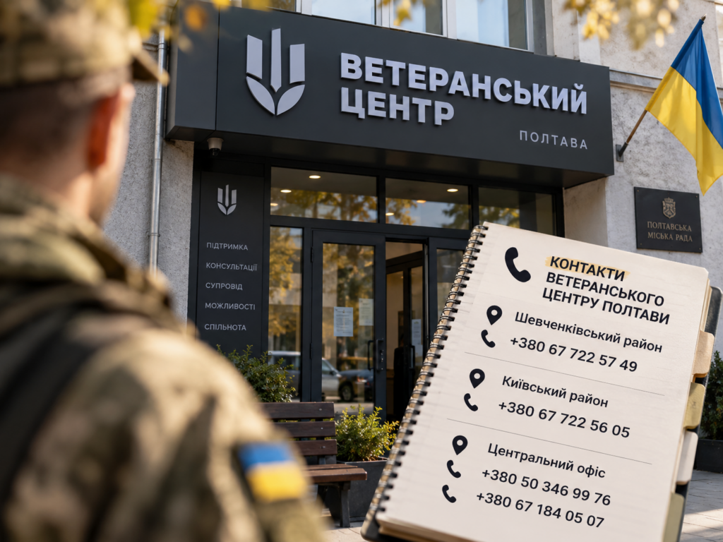 Нові контакти Ветеранського центру в Полтаві: адреси й телефони осередків у двох районах