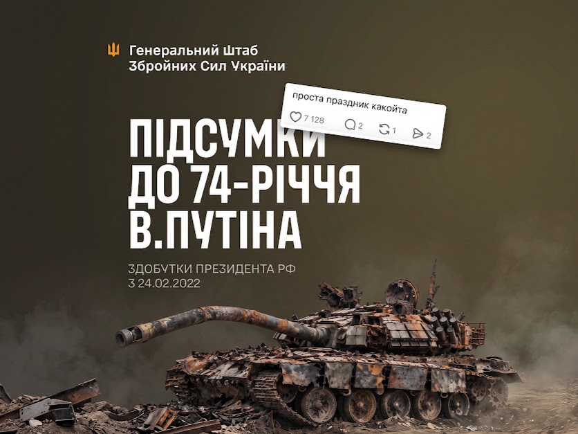202 відбитих штурми та проміжні підсумки втрат російської армії з нагоди 74-річчя очільника кремля