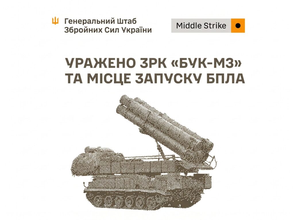 Знищено ЗРК «Бук-М3» та базу запуску БпЛА: Сили оборони завдали ударів по важливих об’єктах окупантів