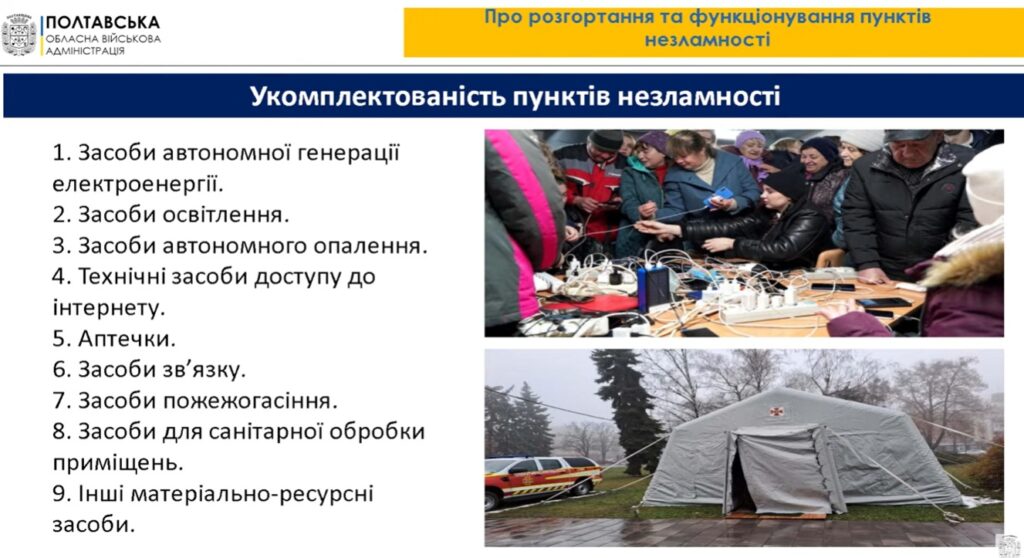 перелік послуг у пунктах незламності